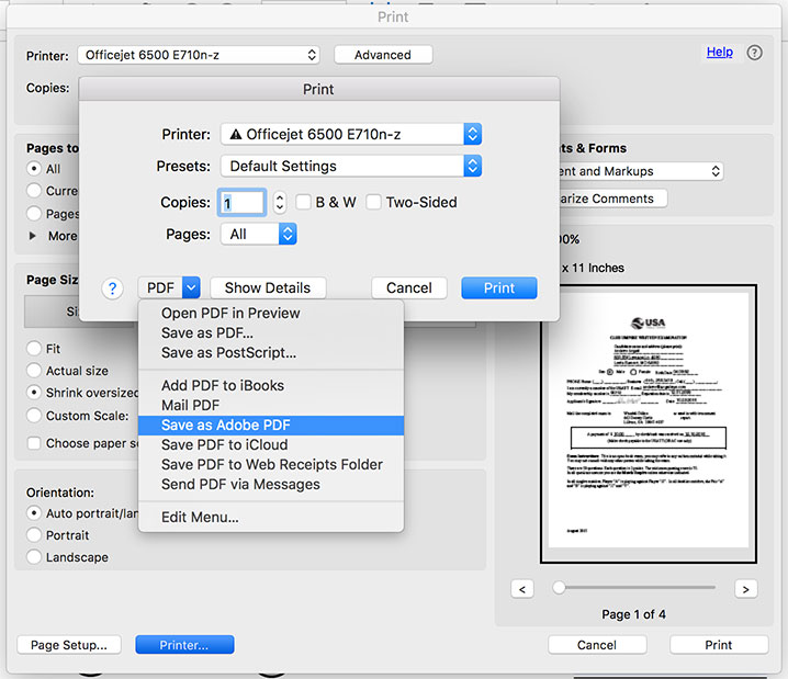 print to pdf as a printer for mac